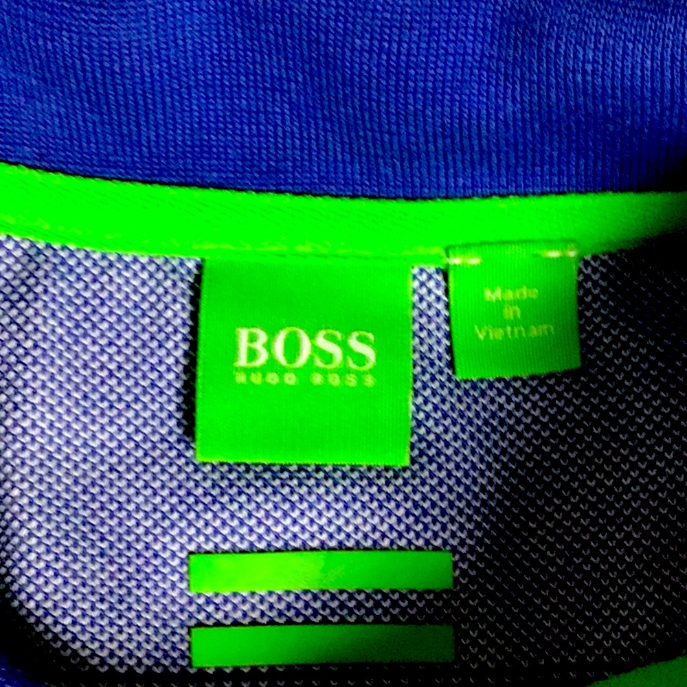 Boss HUGO polo Shirt with Blue and gray Stripes size XL - Picture 3 of 9